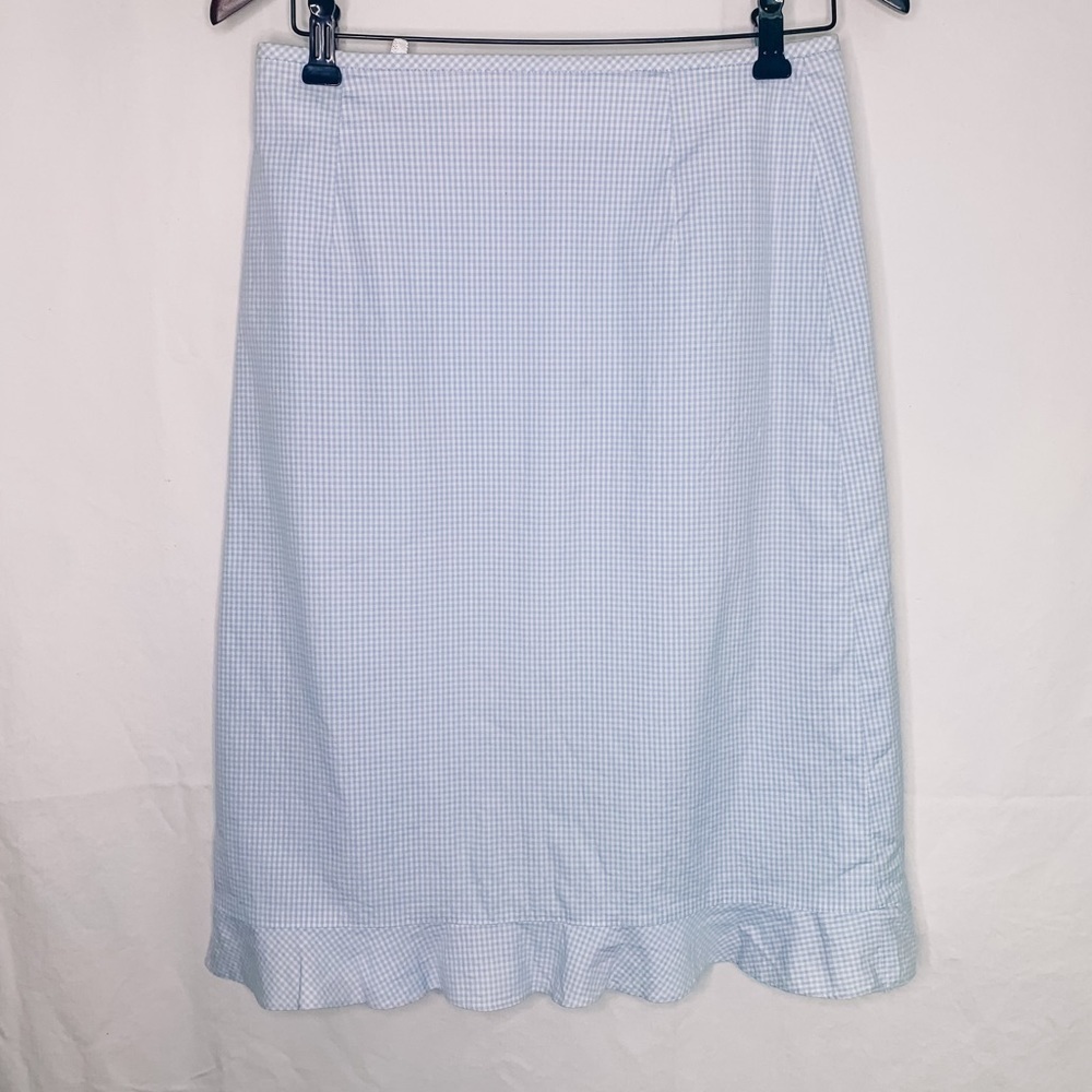 HIRSCH Gingham Ruffle Hem Pencil Skirt / Vintage
